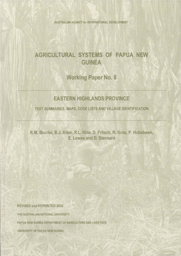 Agricultural Systems of Papua New Guinea Working Paper No. 8