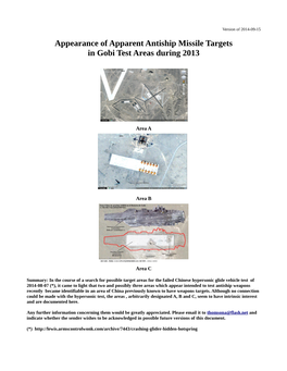 Appearance of Apparent Antiship Missile Targets in Gobi Test Areas During 2013