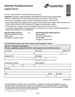 Medicare Claim Form