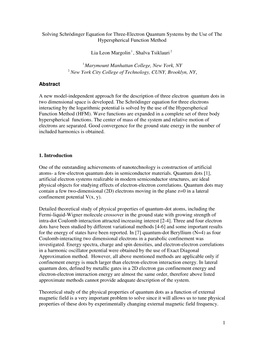 1 Solving Schrödinger Equation for Three-Electron Quantum Systems