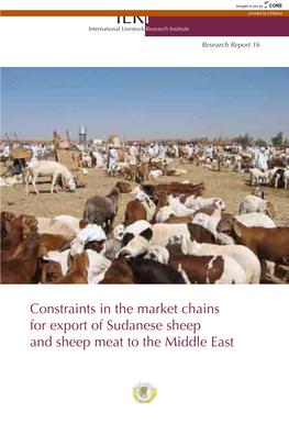 Constraints in the Market Chains for Export of Sudanese Sheep and Sheep Meat to the Middle East