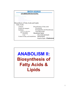 Fatty Acid Biosynthesis