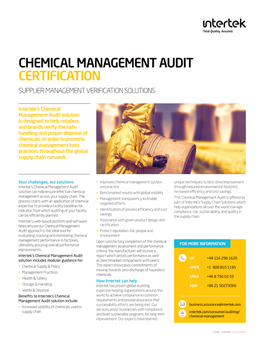 Chemical Management Audit Certification Supplier Management Verification Solutions