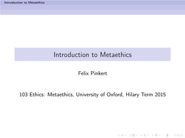Introduction to Metaethics
