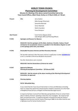 HORLEY TOWN COUNCIL Planning & Development Committee