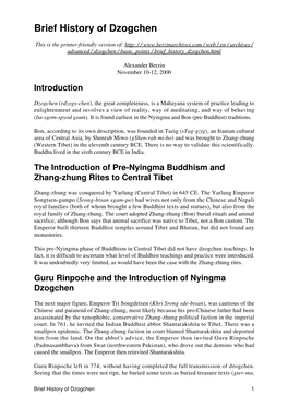 Brief History of Dzogchen