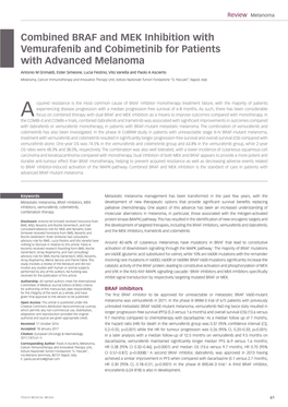 Combined BRAF and MEK Inhibition with Vemurafenib and Cobimetinib for Patients with Advanced Melanoma