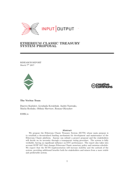 Ethereum Classic Treasury System Proposal