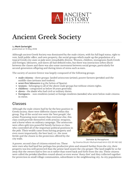 Ancient Greek Society by Mark Cartwright Published on 15 May 2018