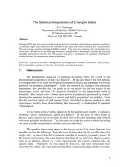 The Statistical Interpretation of Entangled States B