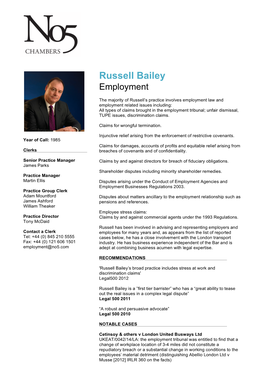 Russell Bailey Employment