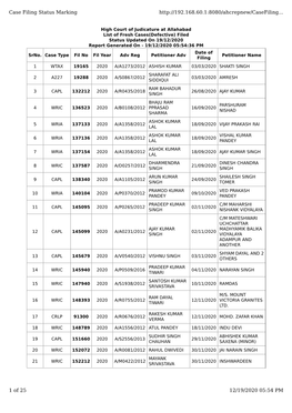 Case Filing Status Marking 1 of 25 12/19/2020 05:54 PM