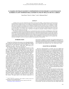 12. Major and Trace Element Compositions of Secondary Clays in Basalts Altered at Low Temperature, Eastern Flank of the Juan De Fuca Ridge1