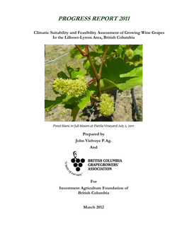 Climatic Suitability and Feasibility Assessment of Growing Wine Grapes in the Lillooet-Lytton Area, British Columbia