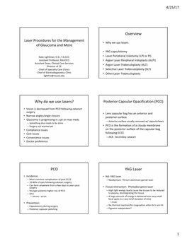 Laser Procedures for the Management of Glaucoma and More Handout