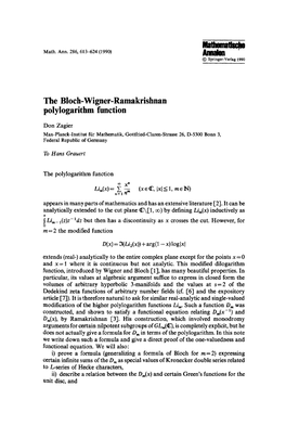 The Bloch-Wigner-Ramakrishnan Polylogarithm Function