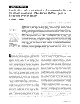 Identification and Characterization of Missense Alterations in the BRCA1
