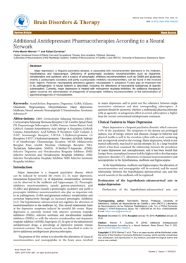 Additional Antidepressant Pharmacotherapies According to A