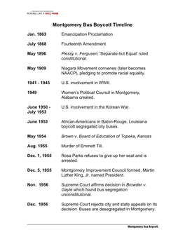 Montgomery Bus Boycott Timeline