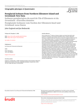 Postglacial Isobases from Northern Ellesmere Island and Greenland