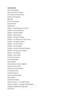 AUDIOBOOKS Alice in Wonderland Around the World in 80 Days at the Back of the North Wind Birthday of the Enfanter Blue Cup Cruis