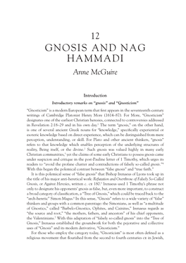 GNOSIS and NAG HAMMADI Anne Mcguire