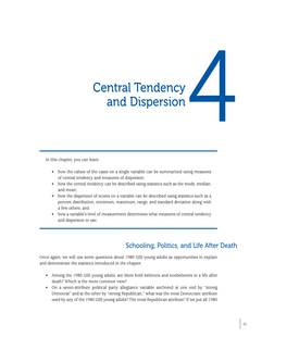 Chapter 4: Central Tendency and Dispersion