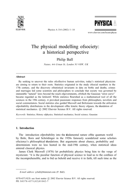 The Physical Modelling of Society: a Historical Perspective
