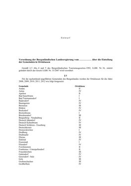 Verordnung Der Burgenländischen Landesregierung Vom ___Über