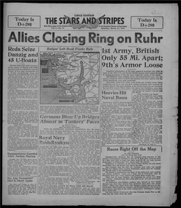 Allies Closing Ring on Ruhr Reds Seize Hodges' Left Hook Flanks Ruhr Bocholt I 1St Army, British Danzig and 45 U-Boats Only 55 Mi