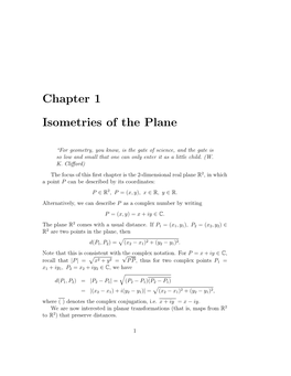 Isometries and the Plane