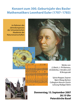 Konzert Zum 300. Geburtsjahr Des Basler Mathematikers Leonhard Euler (1707–1783)
