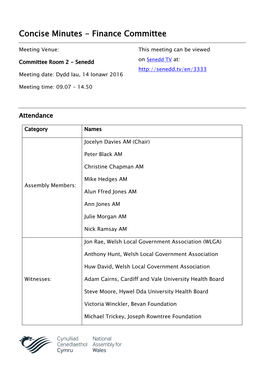 Concise Minutes - Finance Committee