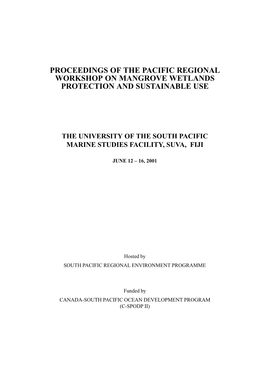Proceedings of the Pacific Regional Workshop on Mangrove Wetlands Protection and Sustainable Use