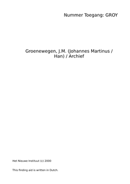 GROY Groenewegen, JM (Johannes Martinus / Han)