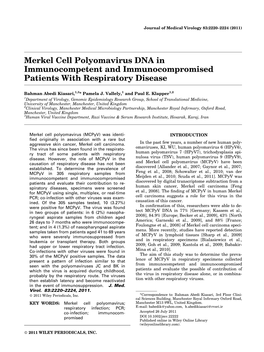 Merkel Cell Polyomavirus DNA in Immunocompetent and Immunocompromised Patients with Respiratory Disease