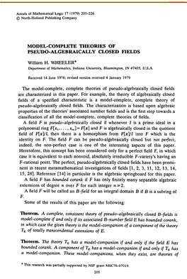 Model-Complete Theories of Pseudo-Algebraically Closed Fields