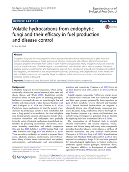 Volatile Hydrocarbons from Endophytic Fungi and Their Efficacy in Fuel Production and Disease Control B