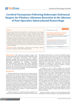 Cerebral Vasospasms Following Endoscopic Endonasal Surgery for Pituitary Adenoma Resection in the Absence of Post-Operative Subarachnoid Hemorrhage