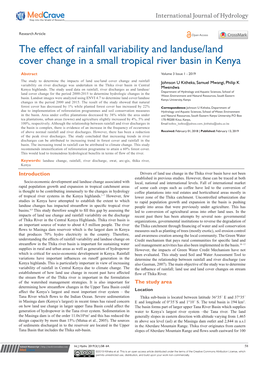The Effect of Rainfall Variability and Landuse/Land Cover Change in a Small Tropical River Basin in Kenya