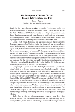 The Emergence of Modern Shi'ism: Islamic Reform in Iraq and Iran