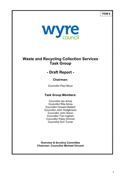 Waste and Recycling Collection Services Task Group