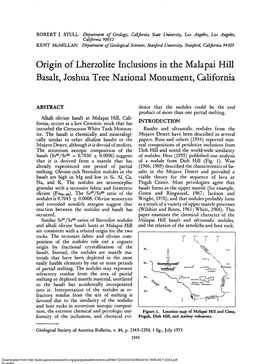 Origin of Lherzolite Inclusions in the Malapai Hill Basalt, Joshua Tree National Monument, California