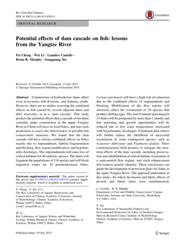 Potential Effects of Dam Cascade on Fish