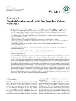 Chemical Constituents and Health Benefits of Four Chinese Plum Species