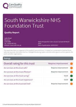 South Warwickshire NHS Foundation Oundation Trust