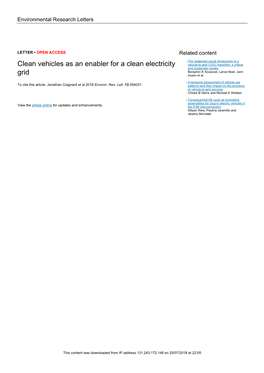 Clean Vehicles As an Enabler for a Clean Electricity Grid