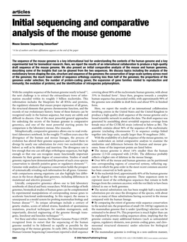 Initial Sequencing and Comparative Analysis of the Mouse Genome