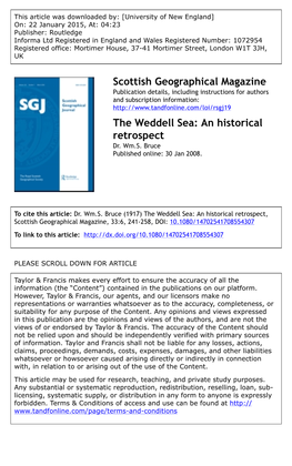 The Weddell Sea: an Historical Retrospect Dr