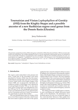 Tournaisian and Viséan Lophophyllum of Gorskiy (1932)